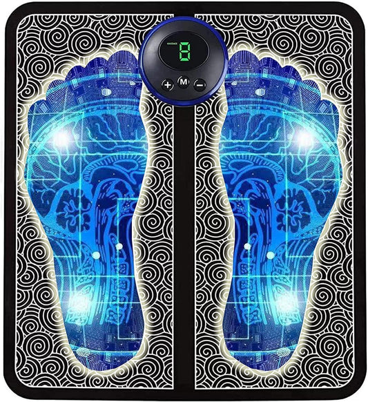 EMS Foot Massager Pad, Muscle Stimulator, Blood Circulation, Electric Foot Cushion, 8 Modes, 19 Intensities, Bioelectric Massage, Folding Portable Mat, USB Charging