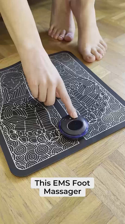 EMS Foot Massager Pad, Muscle Stimulator, Blood Circulation, Electric Foot Cushion, 8 Modes, 19 Intensities, Bioelectric Massage, Folding Portable Mat, USB Charging